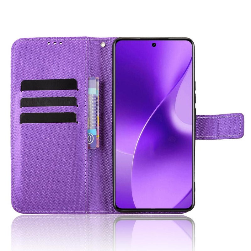 جراب هاتف جلدي بنقشة ماسية لهاتف Realme 15 5G / 15 Pro 5G (أرجواني) - Image 4
